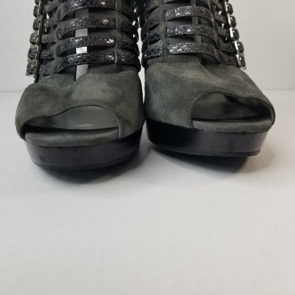 Calvin Klein Danica Platform Stiletto Heels Pumps Grey Suede Date Night Sz 9.5 - Picture 7 of 16